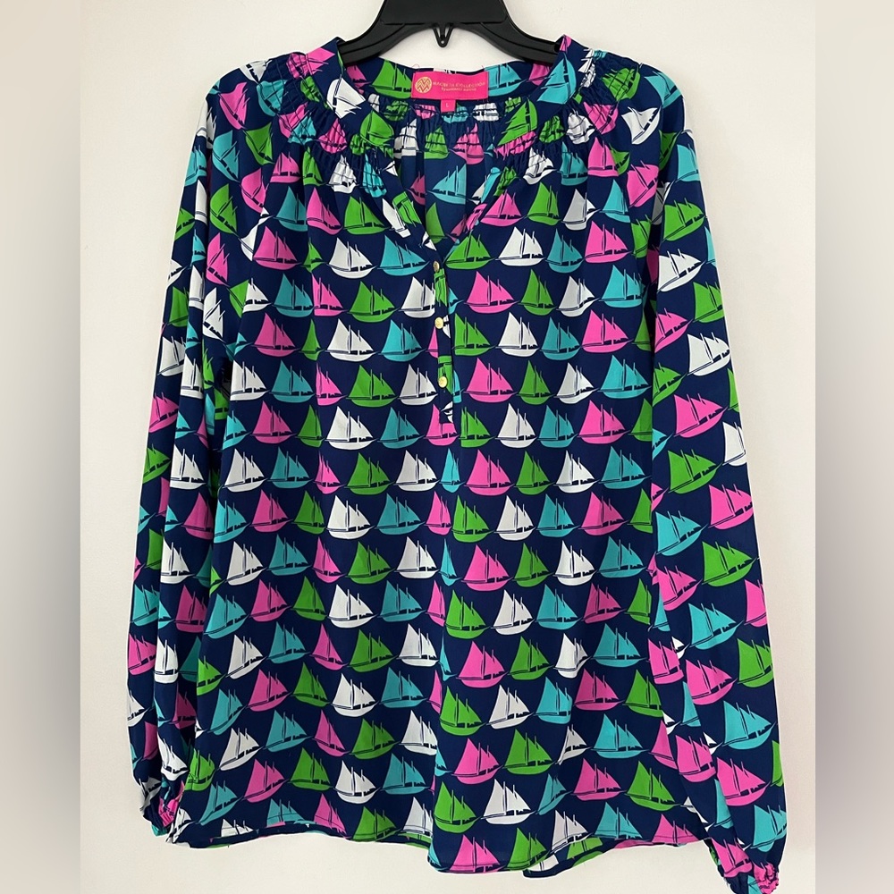 EUC Macbeth Collection Sailboat blouse Large